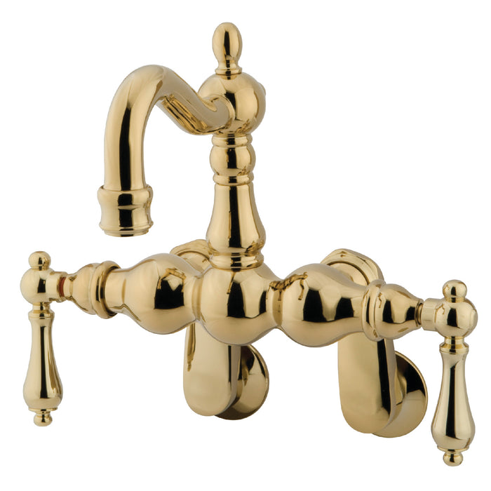 Kingston Heirloom CC1081T2 - Vintage Two-Handle 2-Hole Tub Wall Mount Clawfoot Tub Faucet, Polished Brass