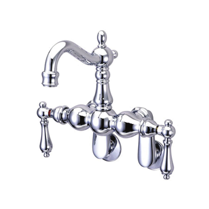 Kingston Heirloom CC1082T1 - Vintage Two-Handle 2-Hole Tub Wall Mount Clawfoot Tub Faucet, Polished Chrome