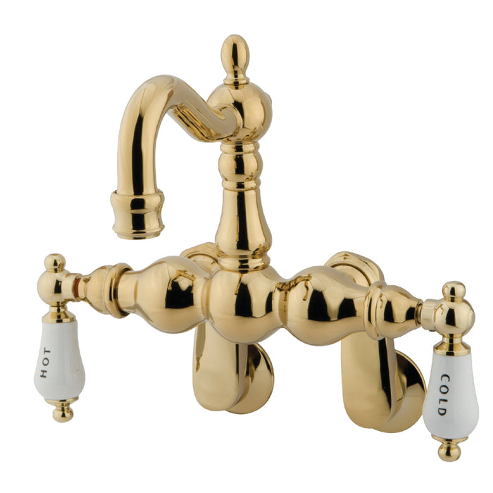Kingston Heirloom CC1085T2 - Vintage Two-Handle 2-Hole Tub Wall Mount Clawfoot Tub Faucet, Polished Brass
