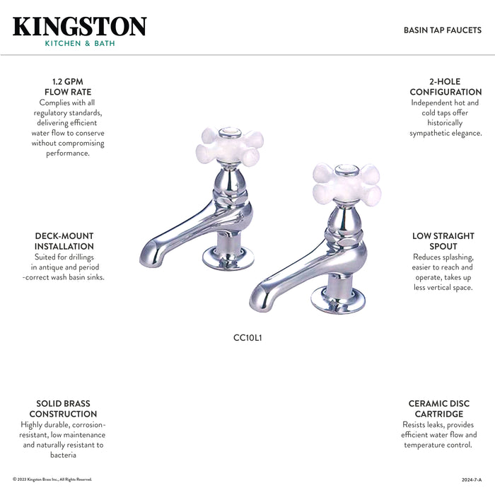 Vintage CC10L1 Two-Handle Deck Mount Basin Tap Faucet, Polished Chrome