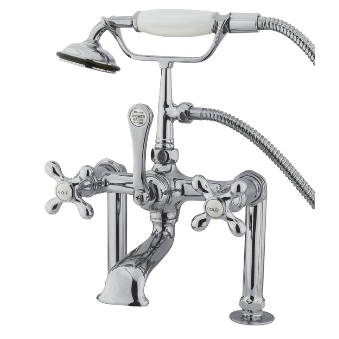Kingston Heirloom CC110T1 - Vintage Three-Handle 2-Hole Deck-Mount Clawfoot Tub Faucet with Hand Shower, Polished Chrome