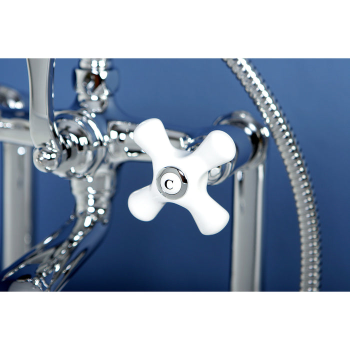 Kingston Heirloom CC112T1 - Vintage Three-Handle 2-Hole Deck-Mount Clawfoot Tub Faucet with Hand Shower, Polished Chrome