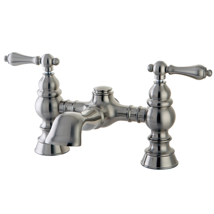 Kingston Heirloom CC1131T8 - Heritage Two-Handle 2-Hole Deck-Mount Clawfoot Tub Faucet, Brushed Nickel