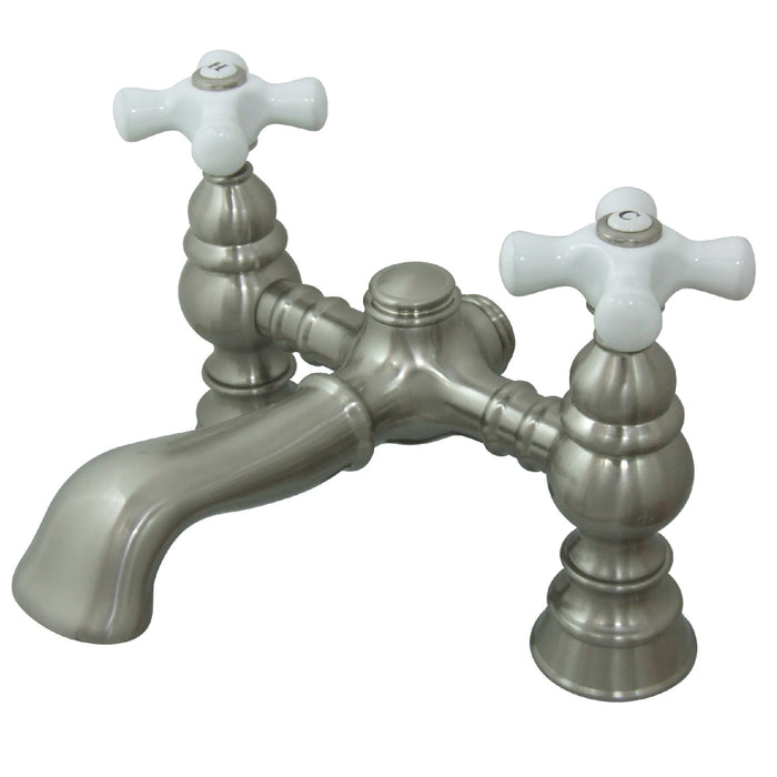 Kingston Heirloom CC1136T8 - Vintage Two-Handle 2-Hole Deck-Mount Clawfoot Tub Faucet, Brushed Nickel