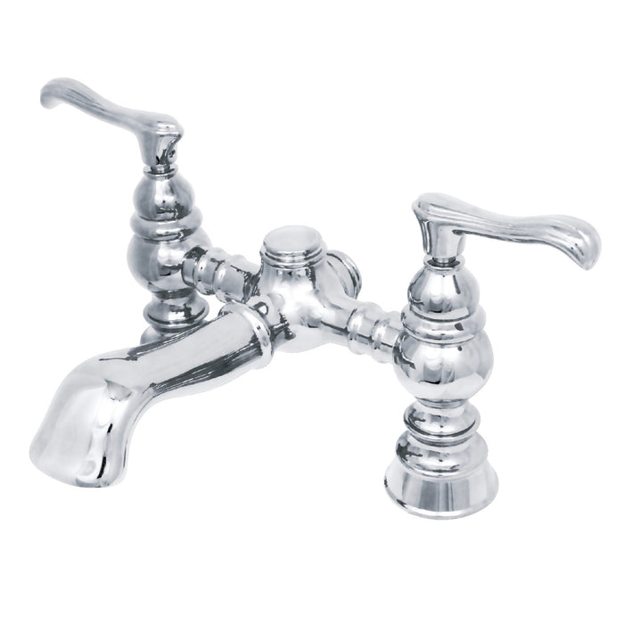 Kingston Heirloom CC1138T1 - Vintage Two-Handle 2-Hole Deck-Mount Clawfoot Tub Faucet, Polished Chrome