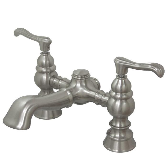 Kingston Heirloom CC1138T8 - Vintage Two-Handle 2-Hole Deck-Mount Clawfoot Tub Faucet, Brushed Nickel