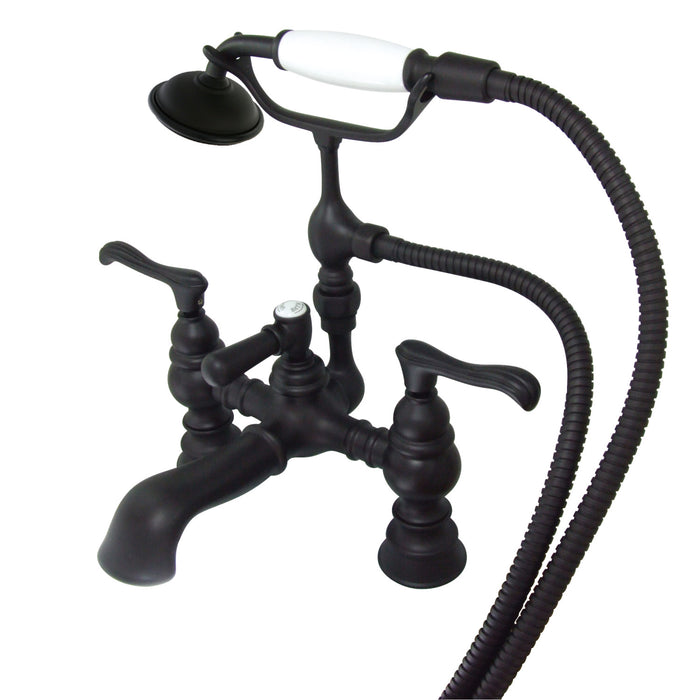 Kingston Vintage CC1152T5 Two-Handle 2-Hole Deck-Mount Clawfoot Tub Faucet with Hand Shower, Oil Rubbed Bronze