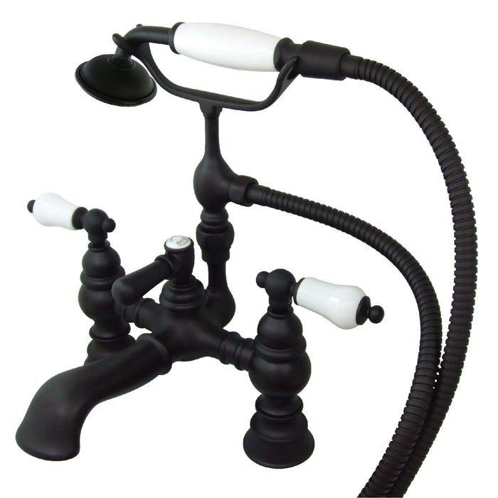 Kingston Heirloom CC1156T5 - Vintage Two-Handle 2-Hole Deck-Mount Clawfoot Tub Faucet with Hand Shower, Oil Rubbed Bronze