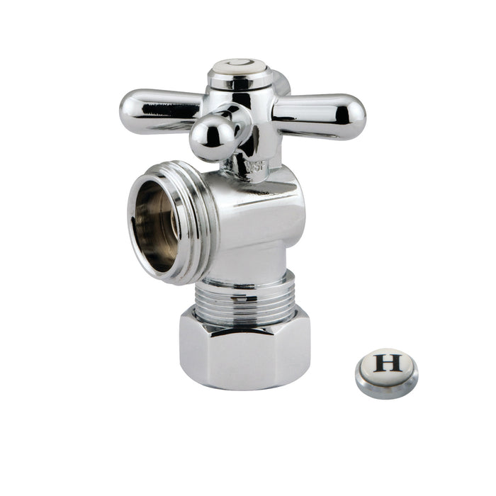 Kingston Vintage CC12001X 5/8-Inch O.D. Comp x 3/4-Inch Hose Thread Quarter-Turn Angle Shut-Off Valve, Polished Chrome
