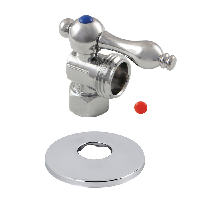 Kingston CC13001K 1/2-Inch FIP x 3/4-Inch Hose Thread Quarter-Turn Angle Shut-Off Valve with Flange, Polished Chrome