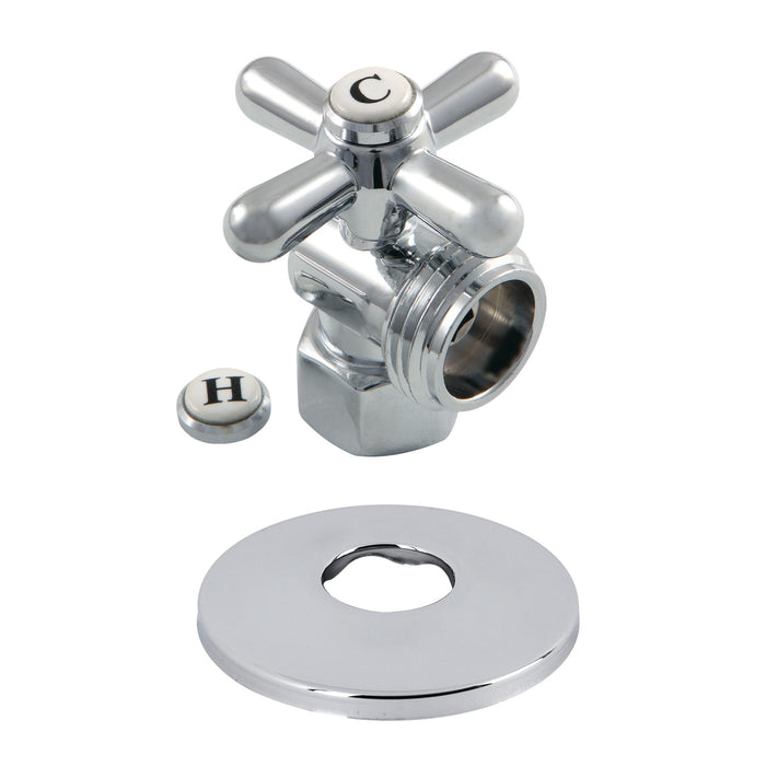 Kingston Heirloom CC13001XK 1/2-Inch FIP x 3/4-Inch Hose Thread Quarter-Turn Angle Shut-Off Valve with Flange, Polished Chrome