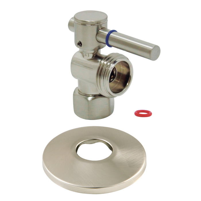 Kingston Sona CC13008DLK 1/2-Inch FIP x 3/4-Inch Hose Thread Quarter-Turn Angle Shut-Off Valve with Flange, Brushed Nickel