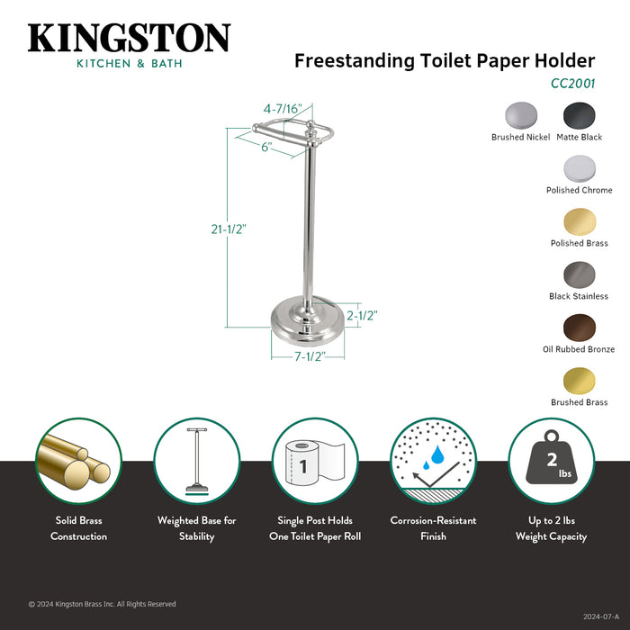 Kingston Heirloom CC2004 - Vintage Freestanding Toilet Paper Holder, Black Stainless