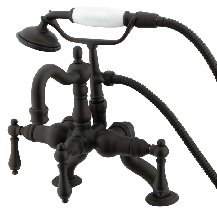 Kingston Heirloom CC2007T5 - Vintage Three-Handle 2-Hole Deck-Mount Clawfoot Tub Faucet with Hand Shower, Oil Rubbed Bronze