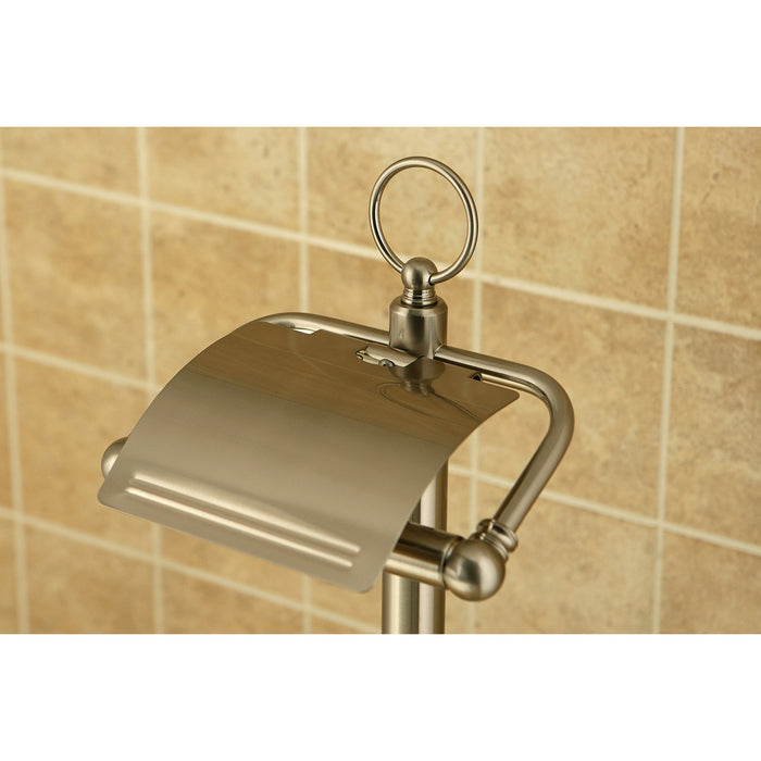Kingston Vintage CC2018 Freestanding Toilet Paper Holder with Brush and Holder, Brushed Nickel