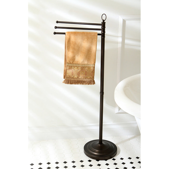 Kingston Heirloom CC2025 - Vintage 40-Inch Freestanding Pedestal 3-Tier Towel Rack, Oil Rubbed Bronze