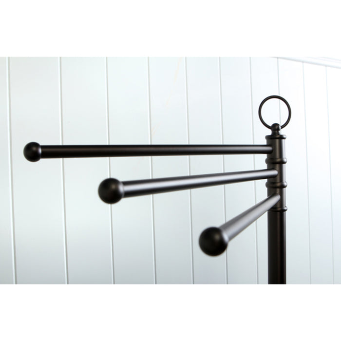 Kingston Heirloom CC2025 - Vintage 40-Inch Freestanding Pedestal 3-Tier Towel Rack, Oil Rubbed Bronze