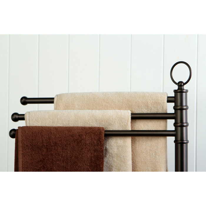 Kingston Heirloom CC2025 - Vintage 40-Inch Freestanding Pedestal 3-Tier Towel Rack, Oil Rubbed Bronze