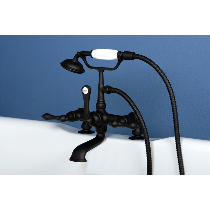 Kingston Heirloom CC203T5 - Vintage Three-Handle 2-Hole Deck-Mount Clawfoot Tub Faucet with Hand Shower, Oil Rubbed Bronze