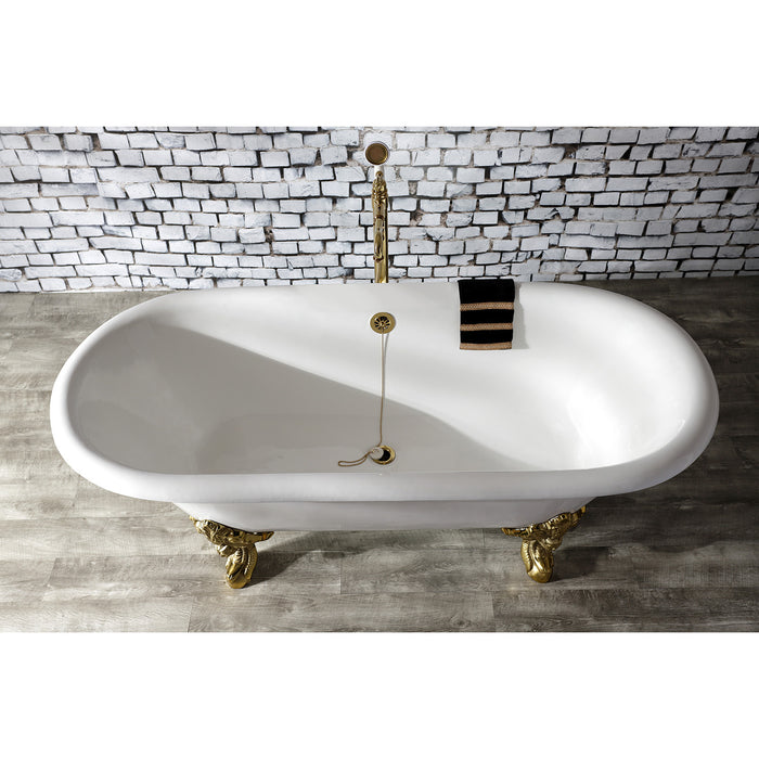 Vintage CC2092 Brass Chain and Stopper Tub Waste and Overflow, Polished Brass