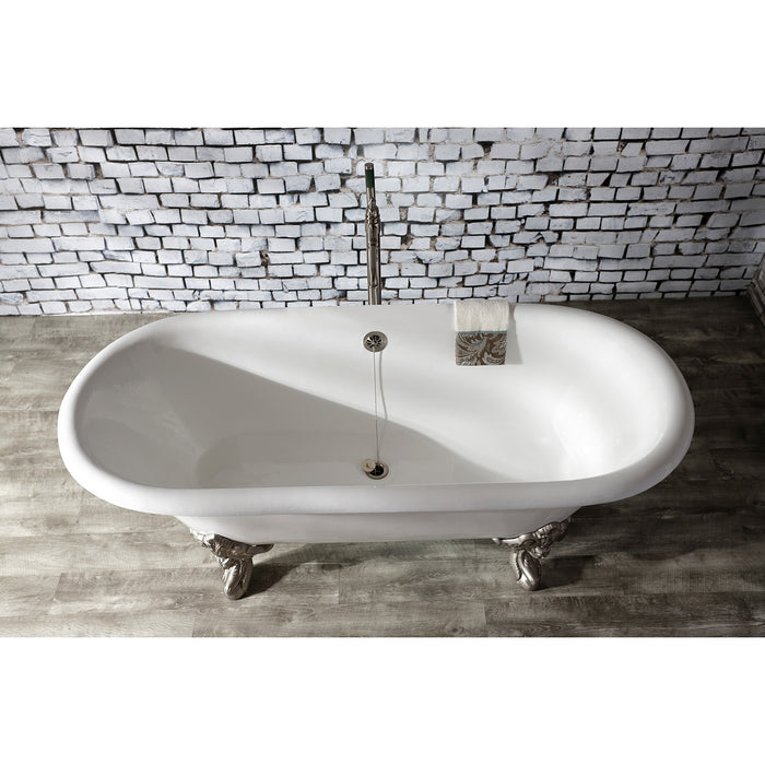 Vintage CC2098 Brass Chain and Stopper Tub Waste and Overflow, Brushed Nickel