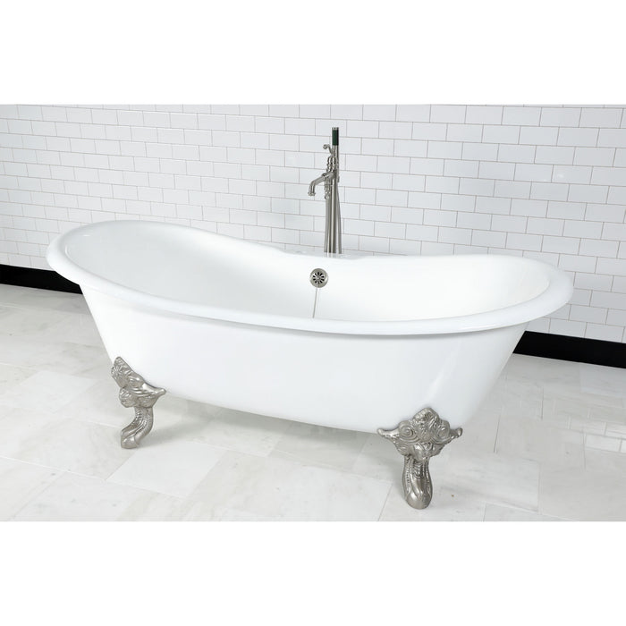 Kingston Heirloom CC2098 - Vintage Brass Chain and Stopper Tub Waste and Overflow, Brushed Nickel
