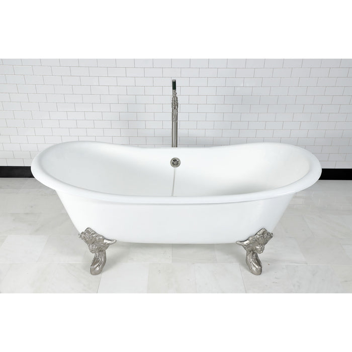 Kingston Heirloom CC2098 - Vintage Brass Chain and Stopper Tub Waste and Overflow, Brushed Nickel