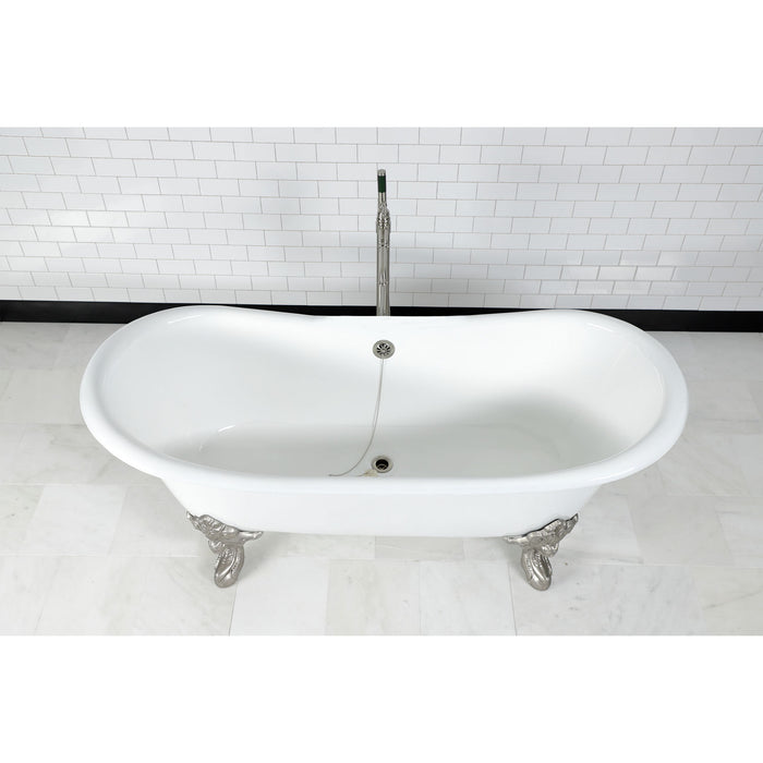 Kingston Heirloom CC2098 - Vintage Brass Chain and Stopper Tub Waste and Overflow, Brushed Nickel