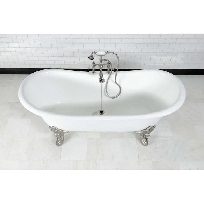 Kingston Heirloom CC2098 - Vintage Brass Chain and Stopper Tub Waste and Overflow, Brushed Nickel
