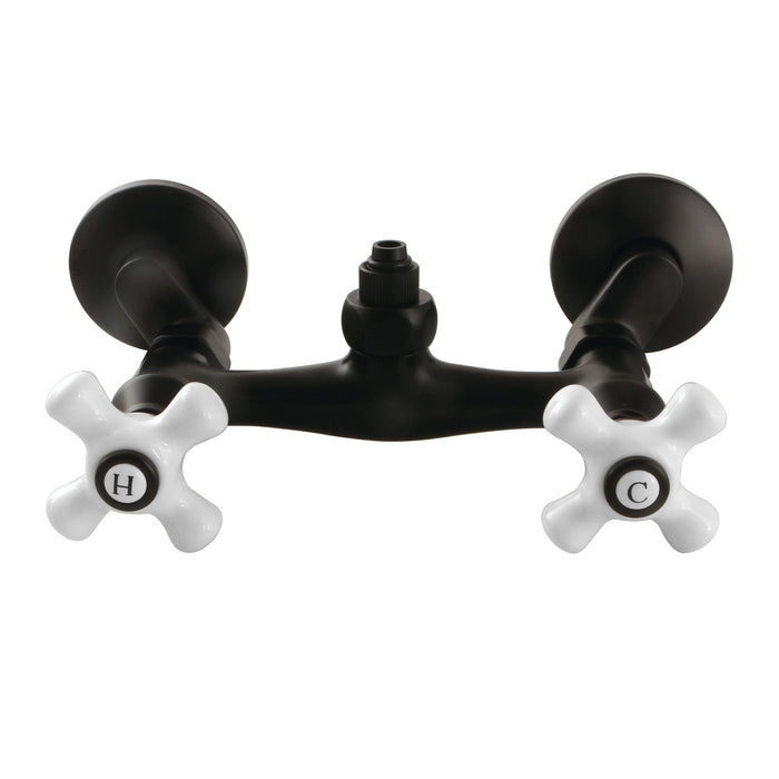 Kingston Heirloom CC2130PX - Vintage Wall-Mount Tub Filler Faucet with Riser Adapter, Matte Black
