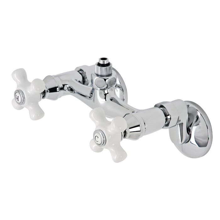 Kingston Heirloom CC2131PX - Vintage Wall-Mount Tub Filler Faucet with Riser Adapter, Polished Chrome