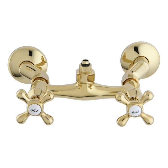 Kingston Heirloom CC2132 - Vintage Wall-Mount Tub Filler Faucet with Riser Adapter, Polished Brass