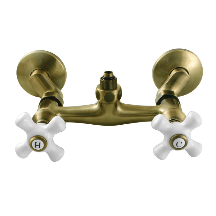 Kingston Heirloom CC2133PX - Vintage Wall-Mount Tub Filler Faucet with Riser Adapter, Antique Brass