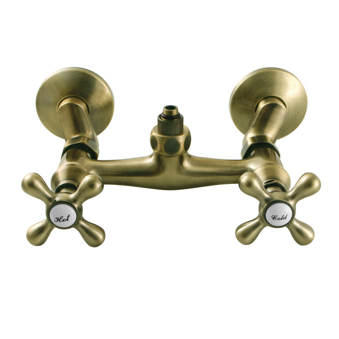 Kingston Heirloom CC2133 - Vintage Wall-Mount Tub Filler Faucet with Riser Adapter, Antique Brass