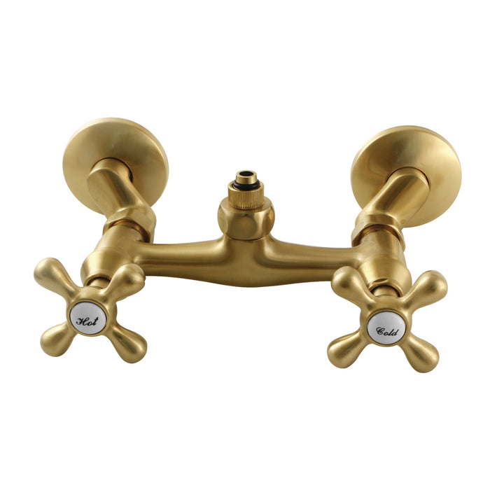 Kingston Heirloom CC2137 - Vintage Wall-Mount Tub Filler Faucet with Riser Adapter, Brushed Brass