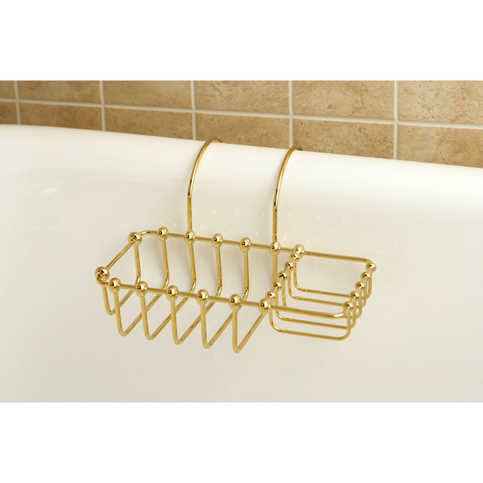Kingston Heirloom CC2162 - Vintage 8-3/8 Inch Clawfoot Tub Hanging Soap and Sponge Holder, Polished Brass