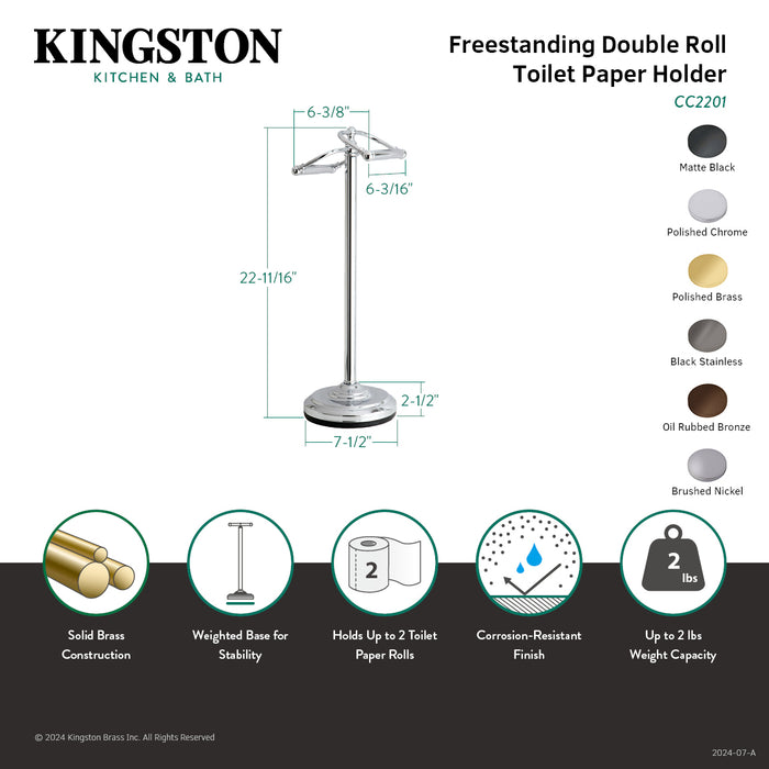 Vintage CC2202 Freestanding Double Roll Toilet Paper Holder, Polished Brass