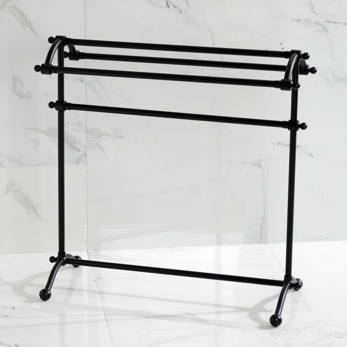 Kingston Heirloom CC2290 - Vintage 30-Inch Freestanding Pedestal 4-Tier Towel Rack, Matte Black