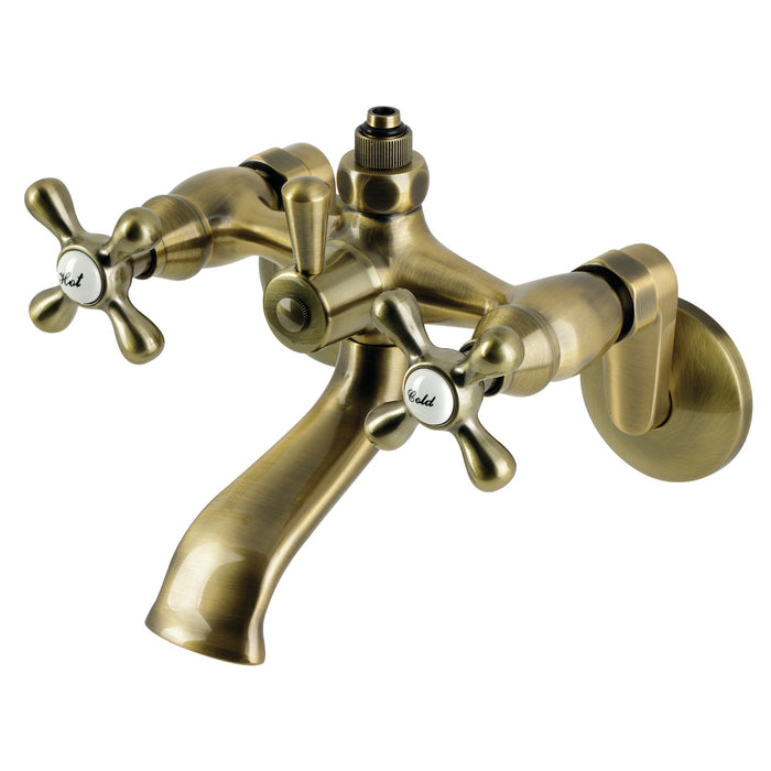 Kingston Heirloom CC2663 - Vintage Wall-Mount Tub Faucet with Riser Adaptor, Antique Brass