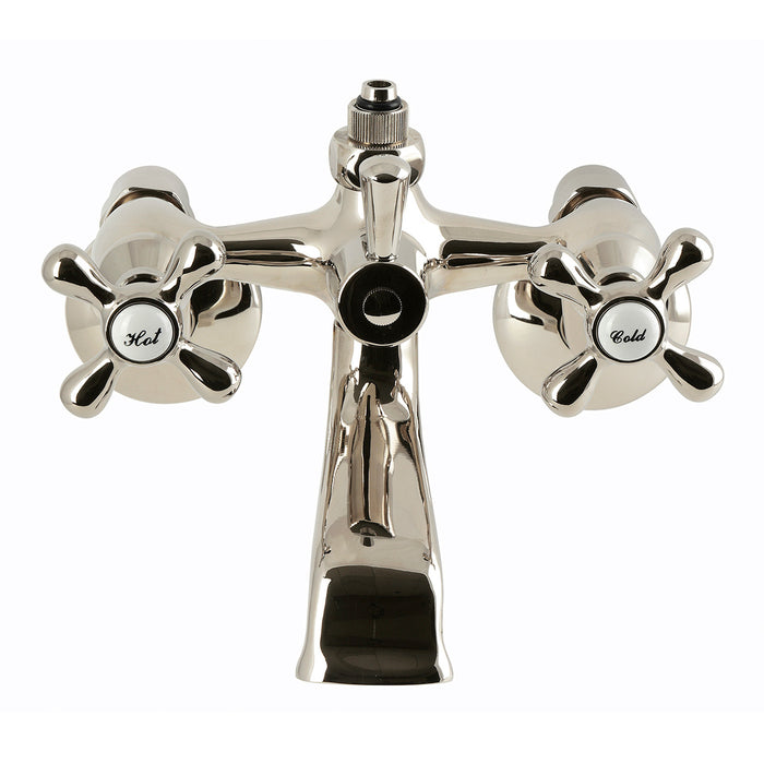 Kingston Heirloom CC2666 - Vintage Wall-Mount Tub Faucet with Riser Adaptor, Polished Nickel