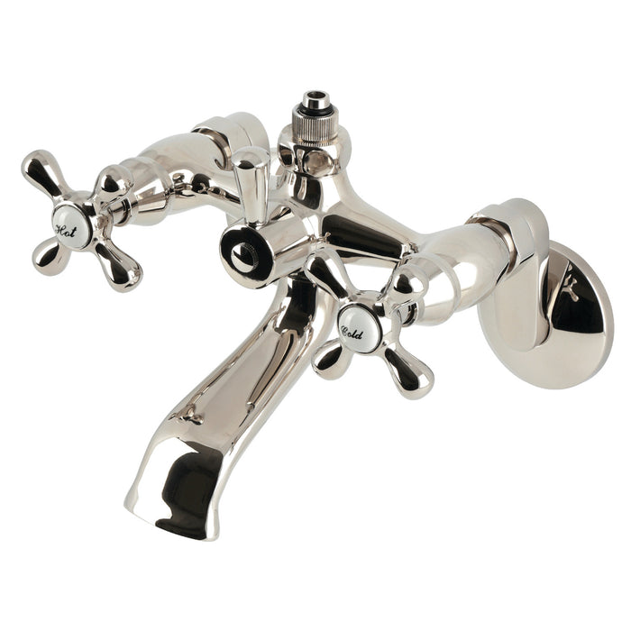 Kingston Heirloom CC2666 - Vintage Wall-Mount Tub Faucet with Riser Adaptor, Polished Nickel