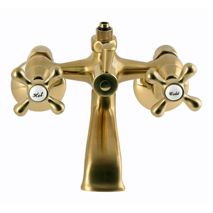 Kingston Heirloom CC2667 - Vintage Wall-Mount Tub Faucet with Riser Adaptor, Brushed Brass