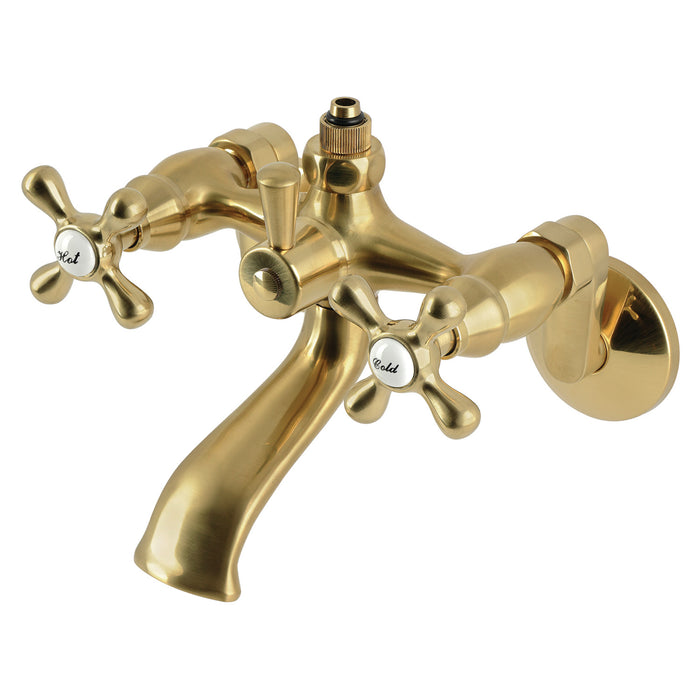 Kingston Heirloom CC2667 - Vintage Wall-Mount Tub Faucet with Riser Adaptor, Brushed Brass