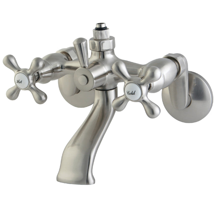 Kingston Heirloom CC2668 - Vintage Wall-Mount Tub Faucet with Riser Adaptor, Brushed Nickel