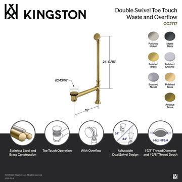 Kingston Sona CC2712 - Vintage Swivel Ball Toe Touch Tub Waste and
