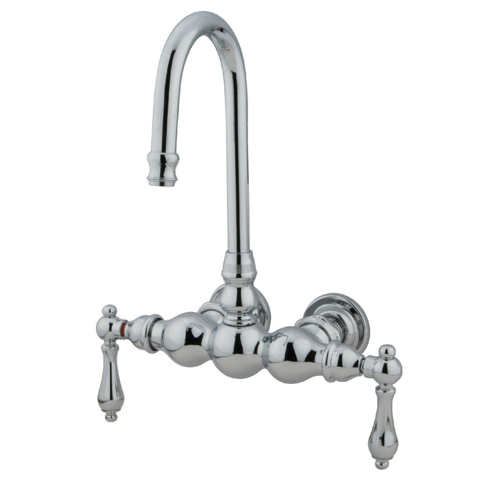 Kingston Heirloom CC2T1 - Vintage Two-Handle 2-Hole Tub Wall Mount Clawfoot Tub Faucet, Polished Chrome
