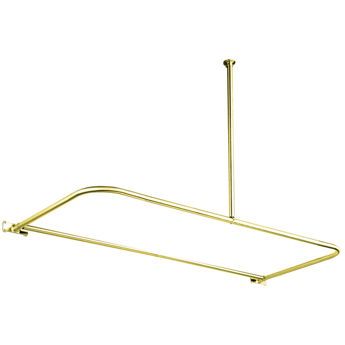 Kingston Heirloom CC3132 - Vintage 61-Inch D-Shaped Shower Curtain Rod, Polished Brass