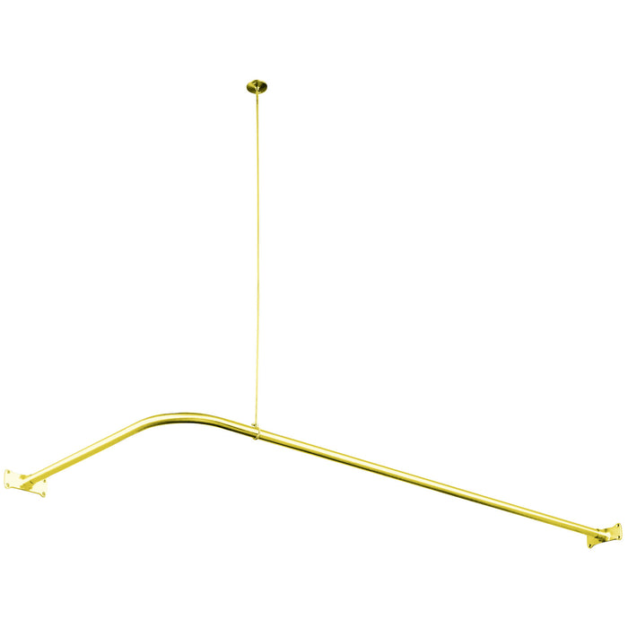 Kingston Heirloom CC3142 - Vintage 63-Inch L-Shaped Shower Curtain Rod, Polished Brass