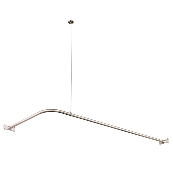 Kingston Heirloom CC3146 - Vintage 63-Inch L-Shaped Shower Curtain Rod, Polished Nickel