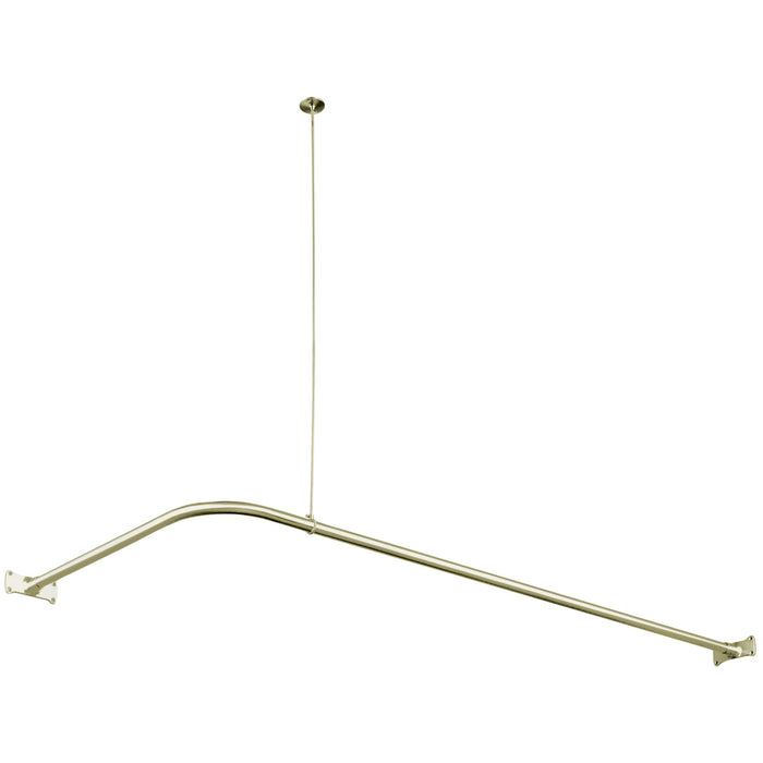 Kingston Heirloom CC3148 - Vintage 63-Inch L-Shaped Shower Curtain Rod, Brushed Nickel
